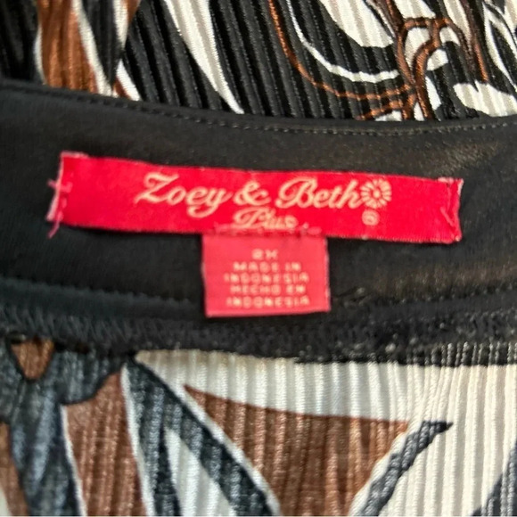 Women’s 2X Top Colorful Accordion Pleat Retro Print Jewel Boho Artsy‎ Coquette - Picture 9 of 11